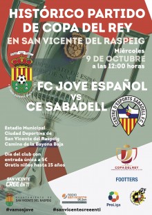 El Estadio Municipal acogerá la fase preliminar de la Copa del Rey entre el Jove Español y el Sabadell el 9 de octubre'