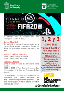 Juventud organiza el I Torneo online de Fifa20 del 1 al 3 de mayo