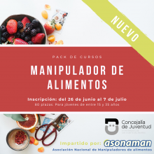 Juventud abre el plazo de inscripción para el curso de manipulador de alimentos