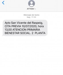 Bienestar Social avisará a los usuarios y usuarias mediante SMS de su cita previa