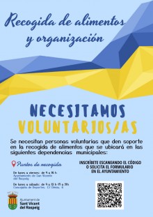 El Ayuntamiento busca voluntarios y voluntarias con motivo de la recogida de alimentos y materiales básicos para Ucrania