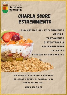 La Concejalía del Mayor organiza una nueva charla nutricional enfocada en el estreñimiento