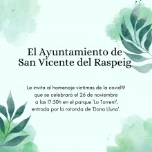 San Vicente del Raspeig homenajea a las víctimas de la Covid-19 y a los trabajadores esenciales con la inauguración de un monolito de José Cerezo,  este sábado 26, en el parque Lo Torrent